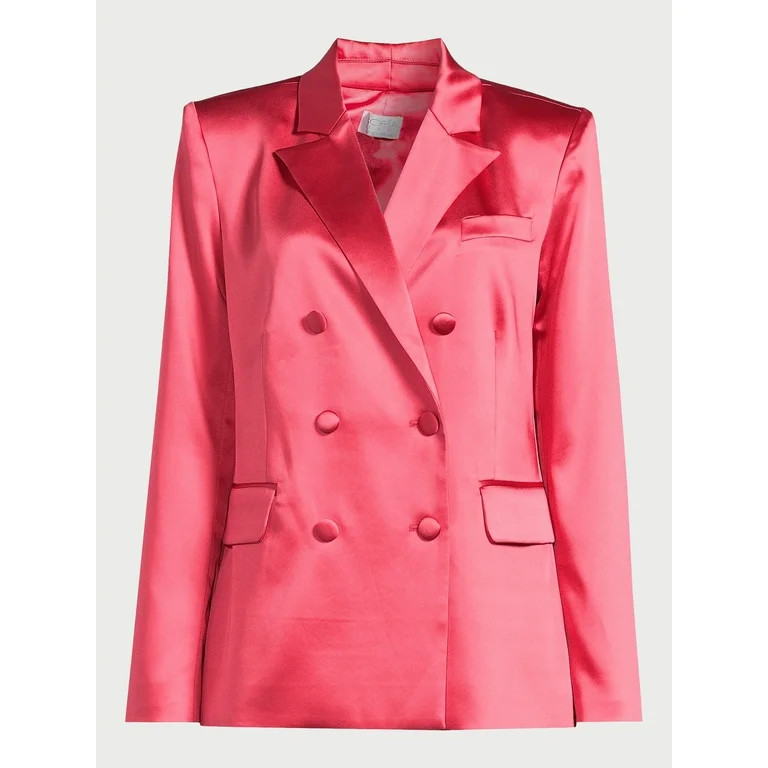 Sofia Jeans Women's Stretch Satin Double Breasted Blazer, Sizes XS-3XL - Walmart.com | Walmart (US)