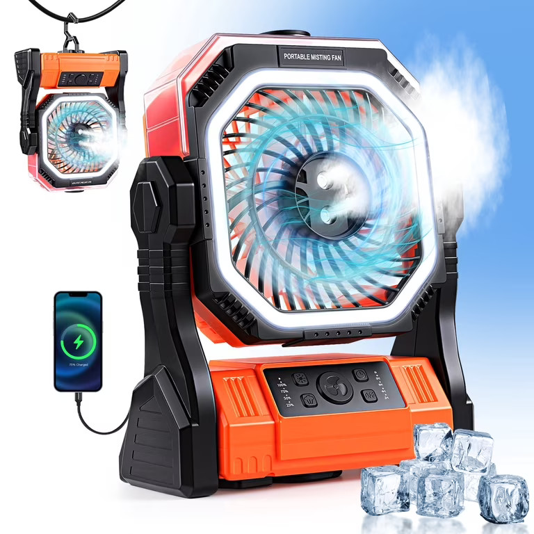 Henotian Camping Fan and Misting Desk Fan, 20000mAh Rechargeable Portable Fan with 320ml Water Ta... | Walmart (US)
