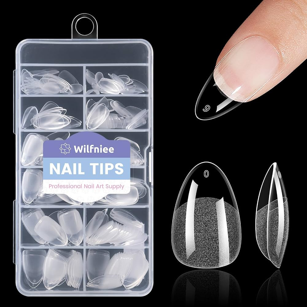 Short Almond Nail Tips: 240PCS Soft Gel Pre-Shaped Acrylic Fake Almond Nail Tips, 12 Sizes Full C... | Amazon (US)
