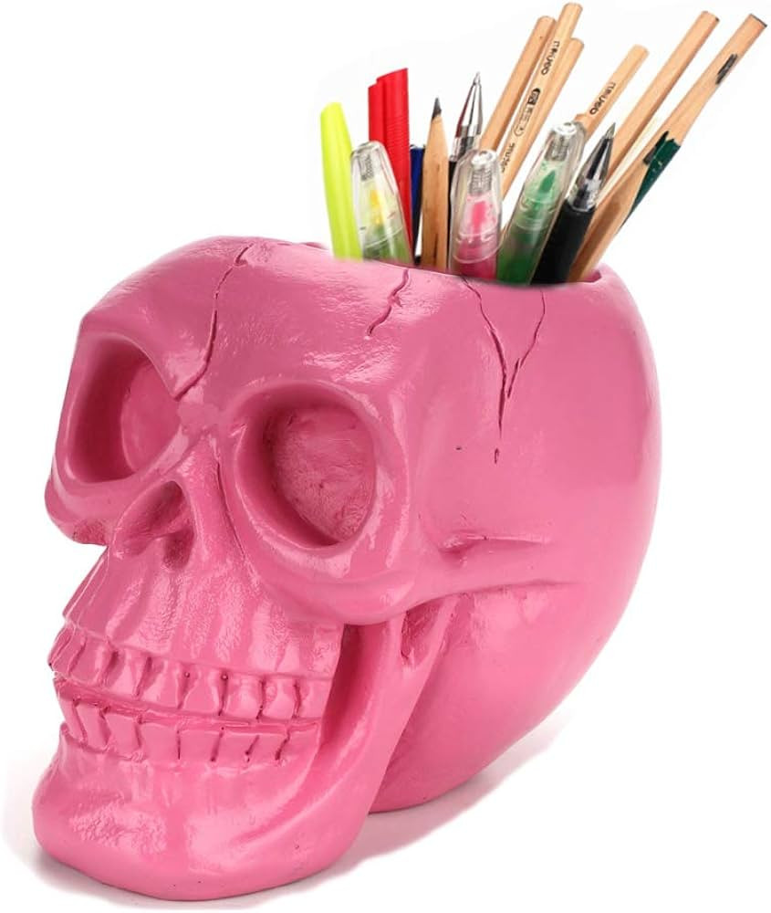 Mikayoo Skull Pen Holder Skull Makeup Brush Holder Pen Holder Dressing Table Office Desk Storage ... | Amazon (US)