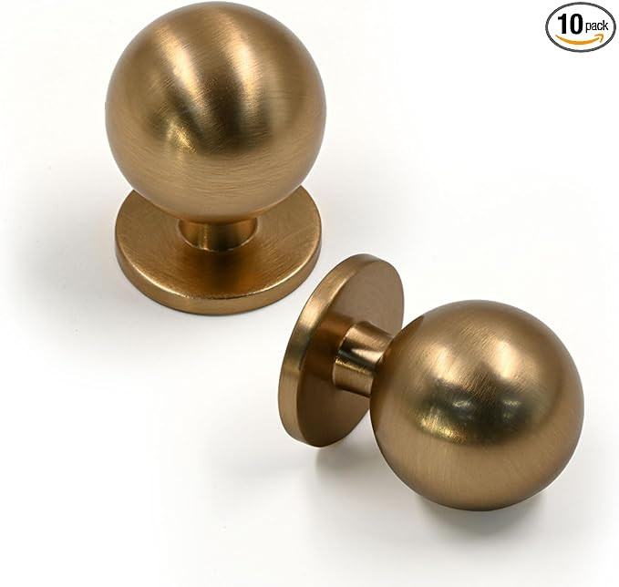 FILTA 10 Pack 1Inch(27mm) Diameter Round Solid Ball Champagne Bronze Cabinet Knobs Drawer Pulls C... | Amazon (US)