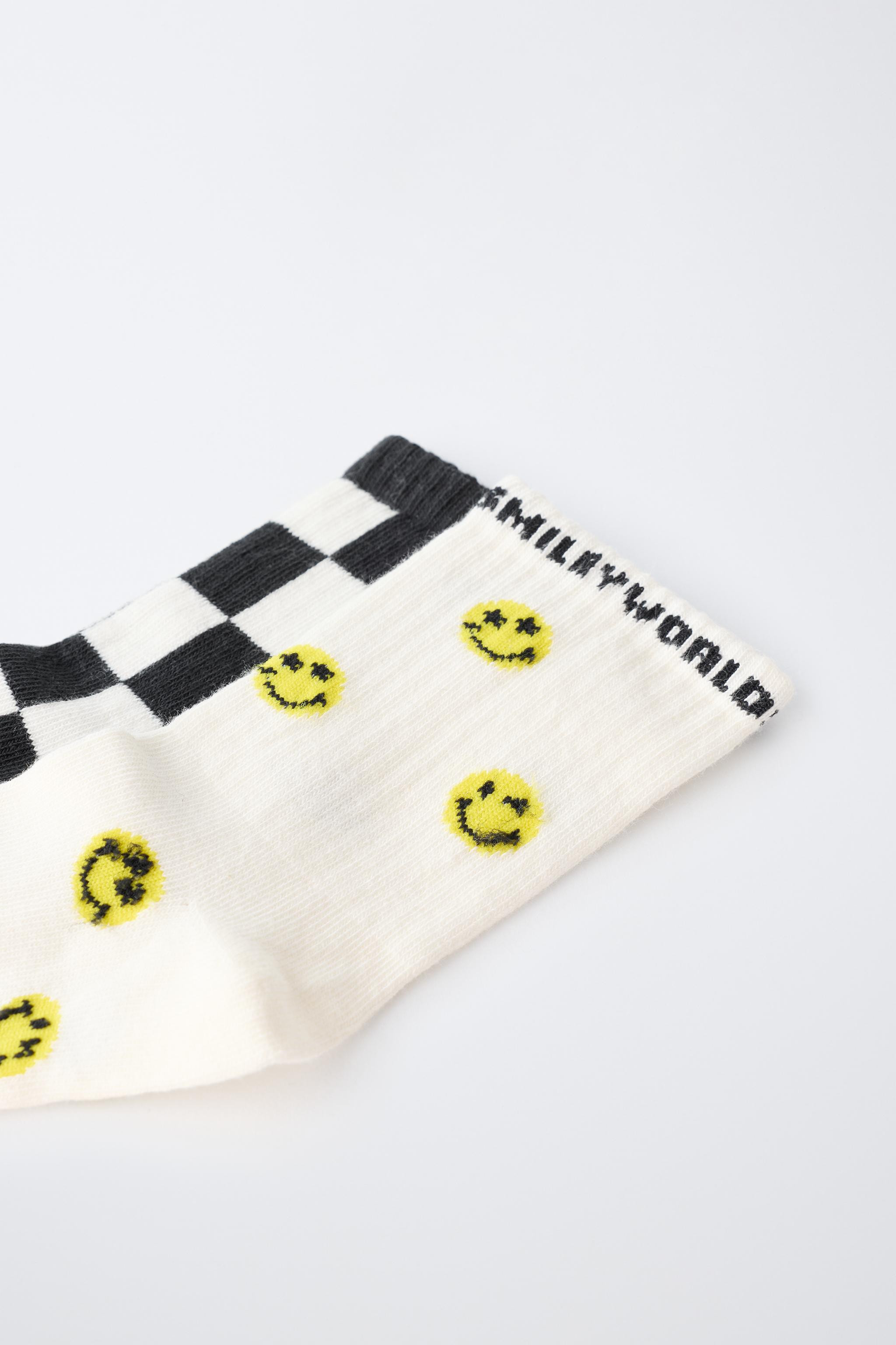 2-PACK OF SMILEYWORLD\u00ae CHECK MID-CALF SOCKS | Zara UK