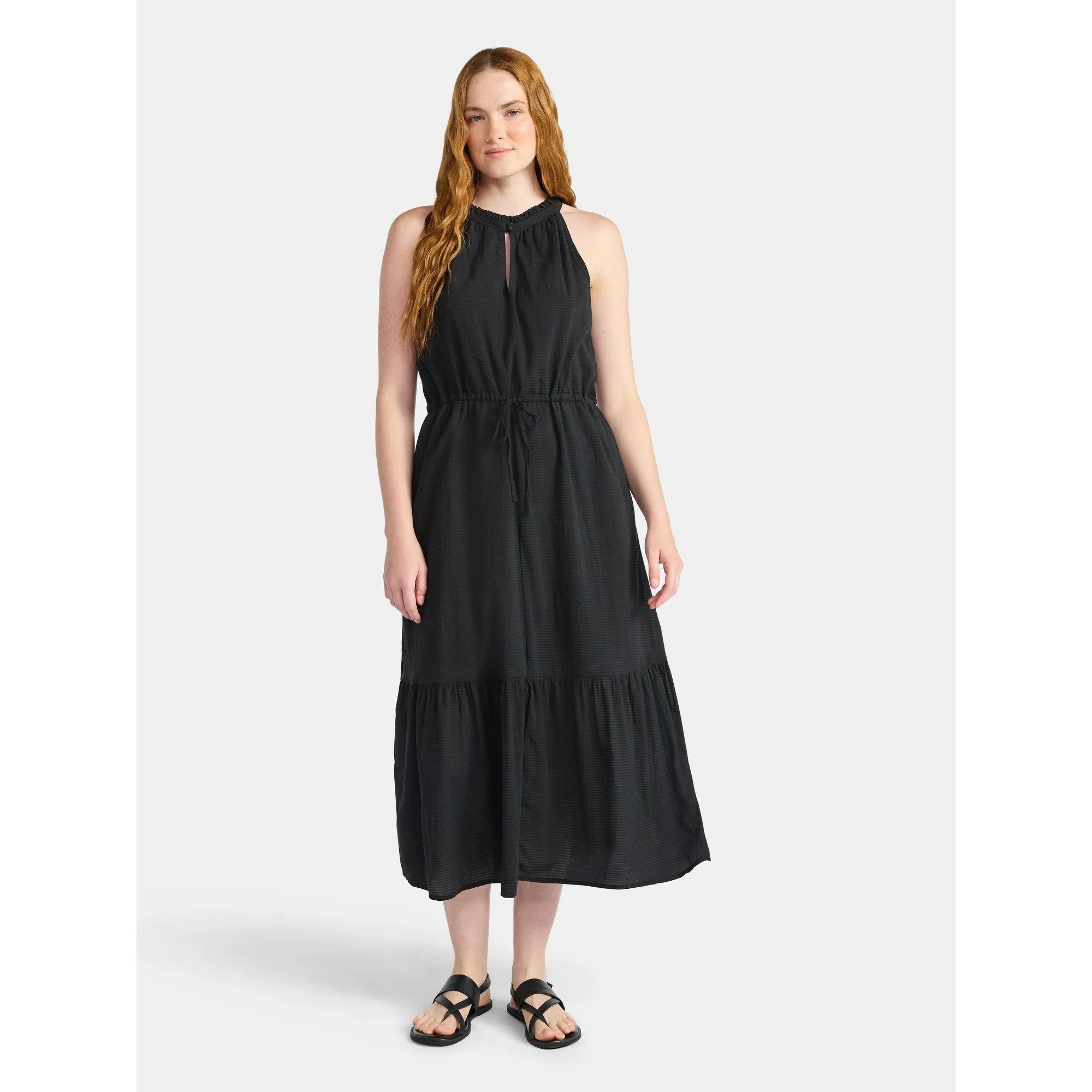 Time and Tru Women's Sleeveless Tiered Midi Dress, Sizes XS-XXXL | Walmart (US)