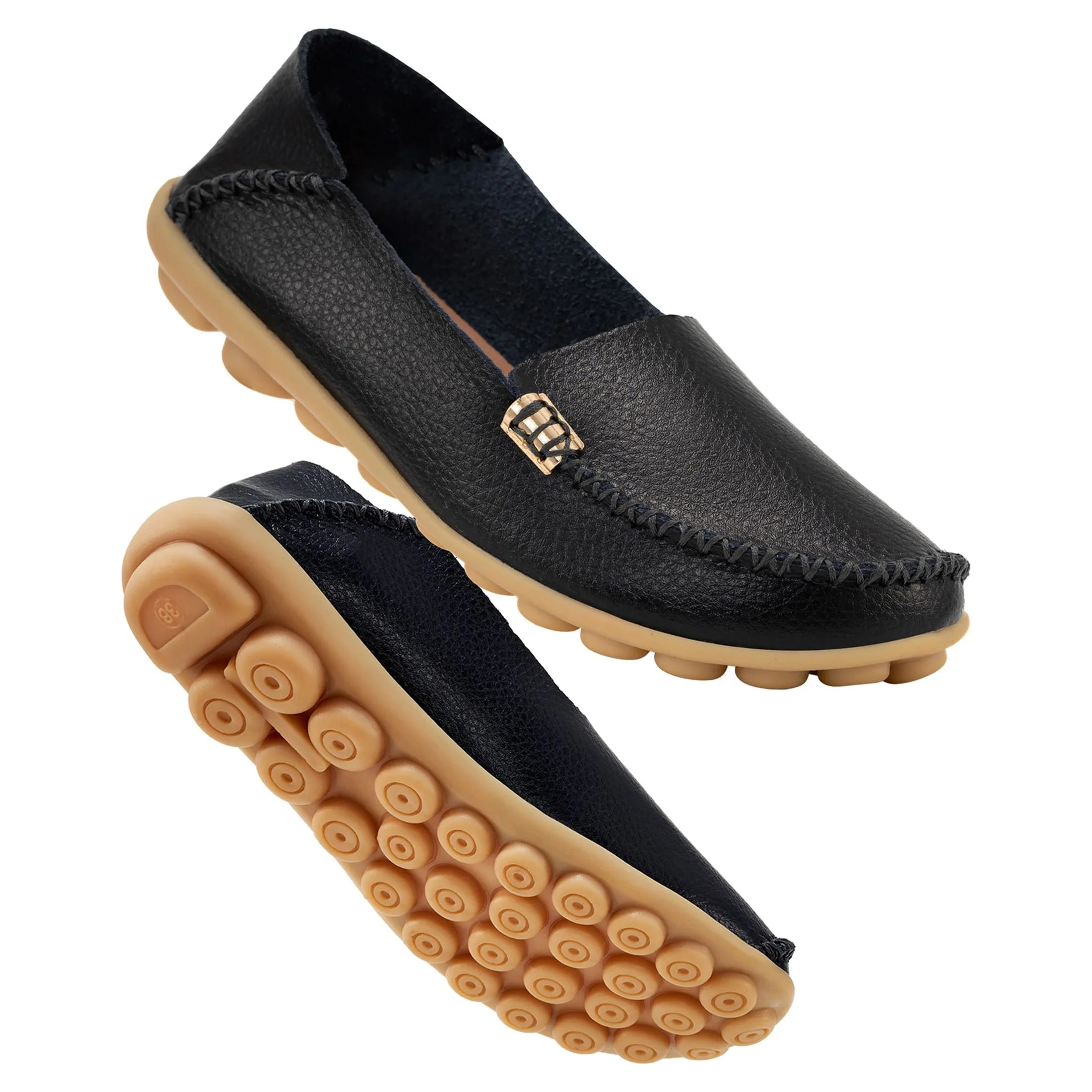 Ablanczoom Womens Loafers Comfort Flats Shoes Slip-on Casual Woman Shoe No-Slip Genuine Leather W... | Walmart (US)