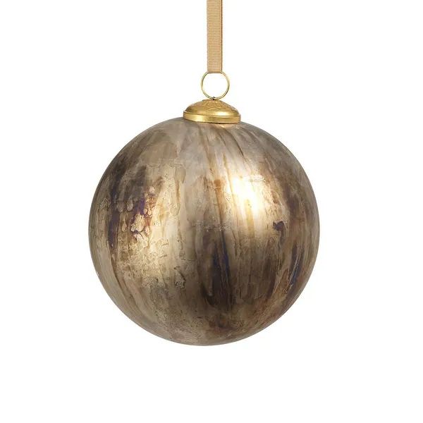 6" Rustic Metallic Glass Ball Ornaments, Set of 2 - Silver | Bed Bath & Beyond