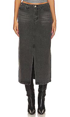superdown Denim Midi Skirt in Grey from Revolve.com | Revolve Clothing (Global)