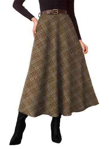 Pink Queen Plaid Skirts for Women 2025 Flared Vintage High Waist A Line Midi Tartan Skirts with P... | Amazon (US)