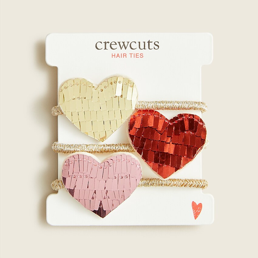 Girls' sequin heart hair tie three-pack | J. Crew US
