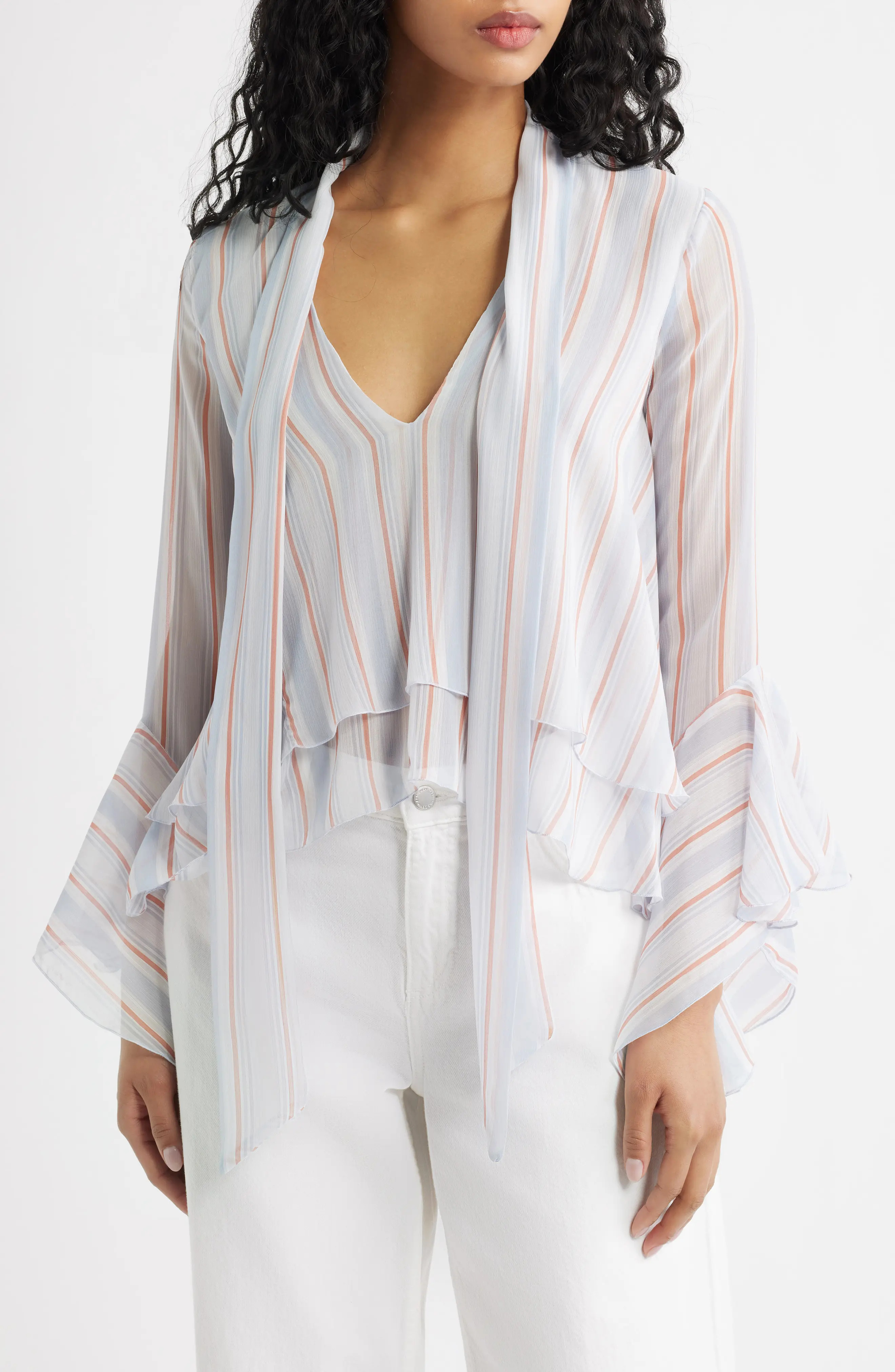 MANGO Leif Stripe Ruffle Shirt (Women) | Nordstrom | Nordstrom