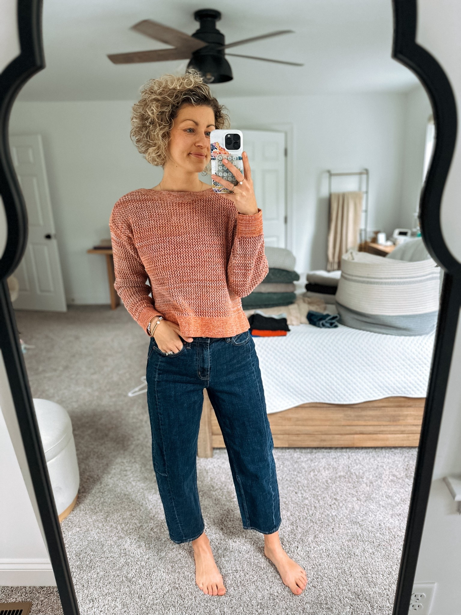 Love this sweater and barrel jeans 🩷 true to size. Go up one in sweater for baggier fit  

#LTKSaleAlert #LTKFindsUnder50