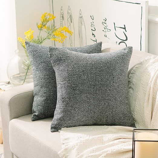 Home Brilliant Square Throw Pillows Cover Decor Supersoft Chenille Velvet Plush Stripes Cushion C... | Amazon (US)