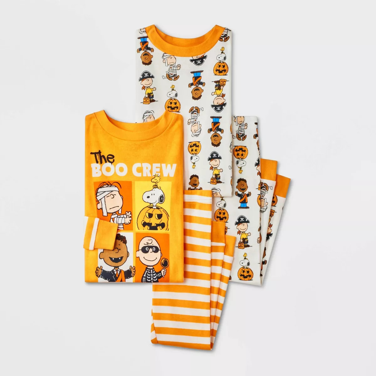 Toddler 4pc Peanuts Cotton Long Sleeve Halloween Pajama Set - Orange/White | Target