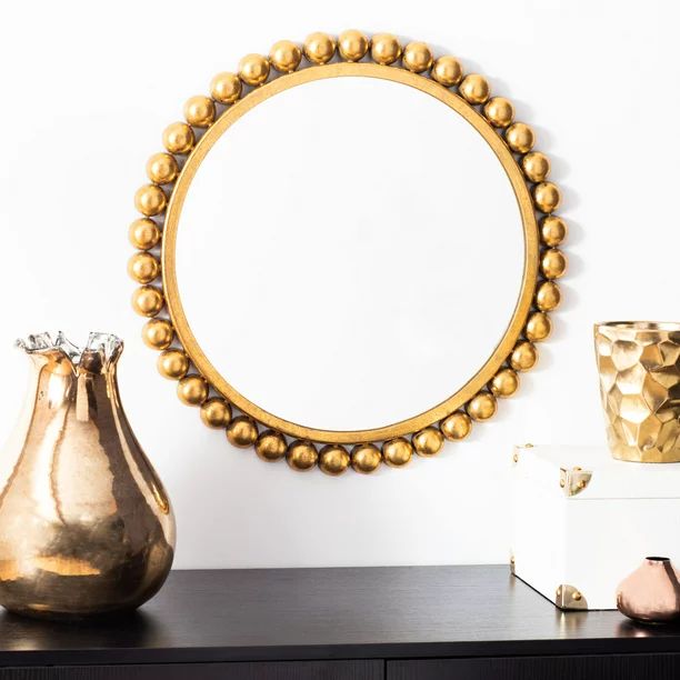 Safavieh Genna 21 in. Solid Beaded Round Mirror, Gold Foil - Walmart.com | Walmart (US)