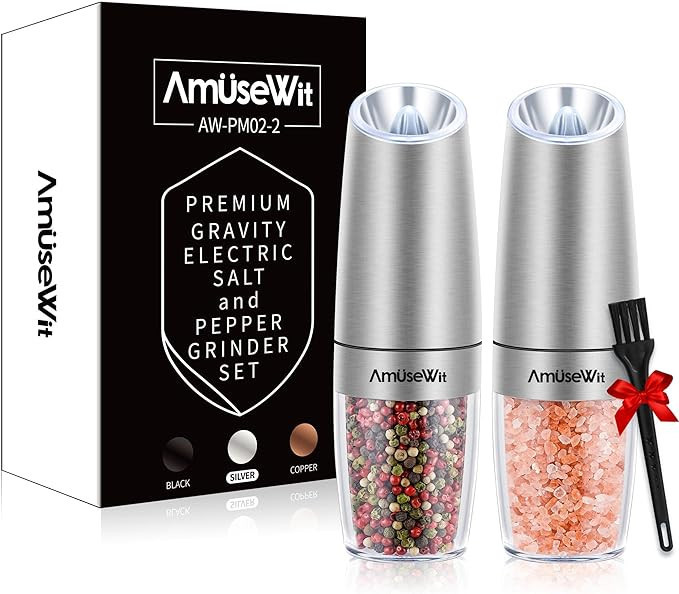 Gravity Electric Pepper and Salt Grinder Set [White Light] - Battery Operated Automatic Pepper an... | Amazon (US)