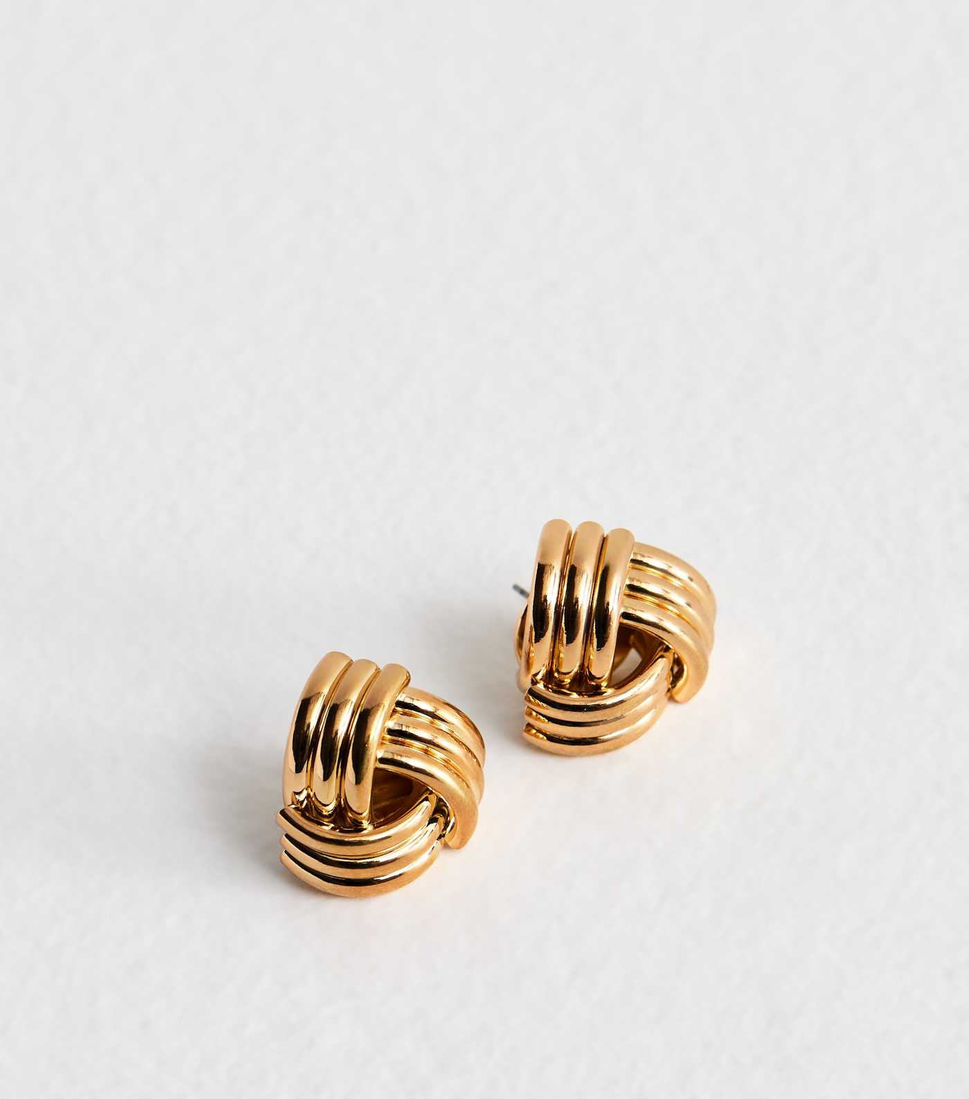 Gold Tone Ribbed Knot Stud Earrings | New Look | New Look (UK)