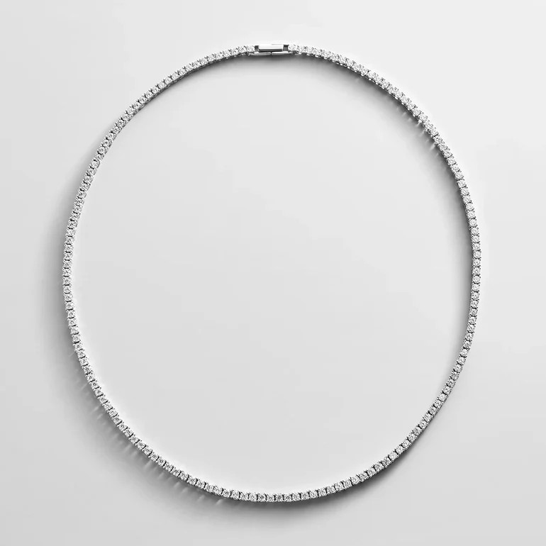 Billie Silver Tennis Necklace - Rhodium Plated Silver | BaubleBar