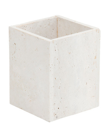 Travertine Square Wastebasket | TJ Maxx