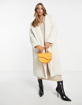 Pretty Lavish oversized teddy boucle coat in cream | ASOS (Global)