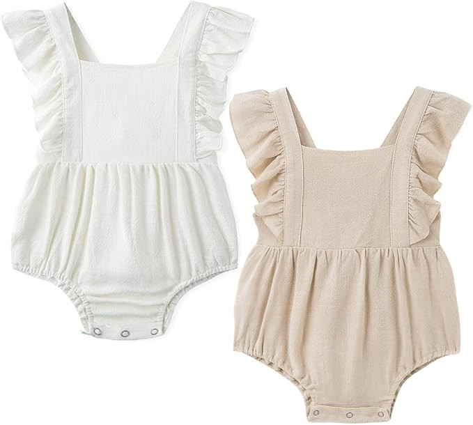 Simplee kids Baby Onesies Unisex Cotton Linen Handmade Romper Jumpsuit Solid Color Long Sleeve Ju... | Amazon (US)