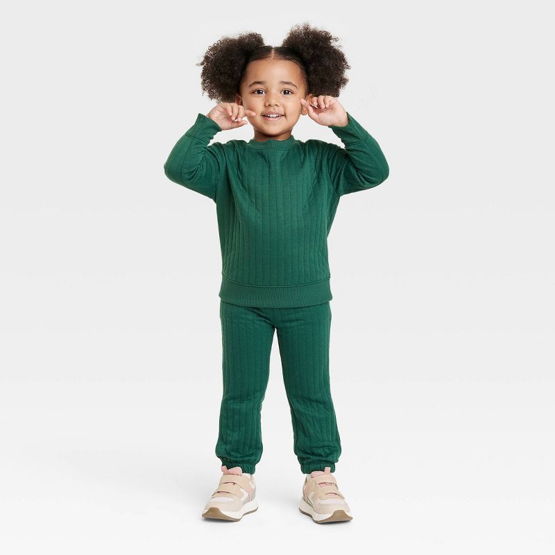 Toddler Girls' Fleece Ottoman Top & Bottom Set - Cat & Jack™ Green | Target