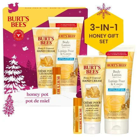 Burt's Bees Honey Pot Gift Set, Lip Balm, Body Lotion and Hand Cream, 1 Gift Set | Walmart (US)