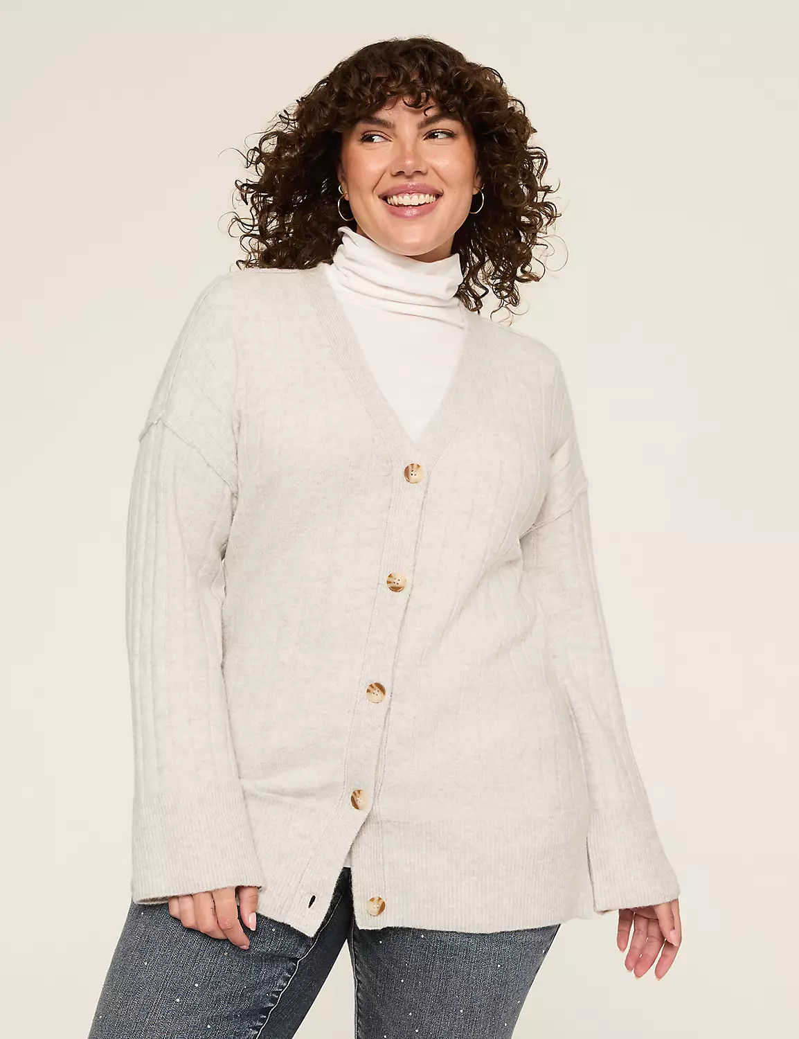 Ribbed Button-Front Cardigan | Lane Bryant (US)