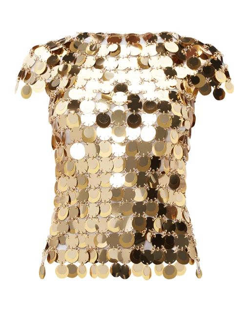 Paco Rabanne - Chainmail Sequin Top - Womens - Gold | Matches (US)