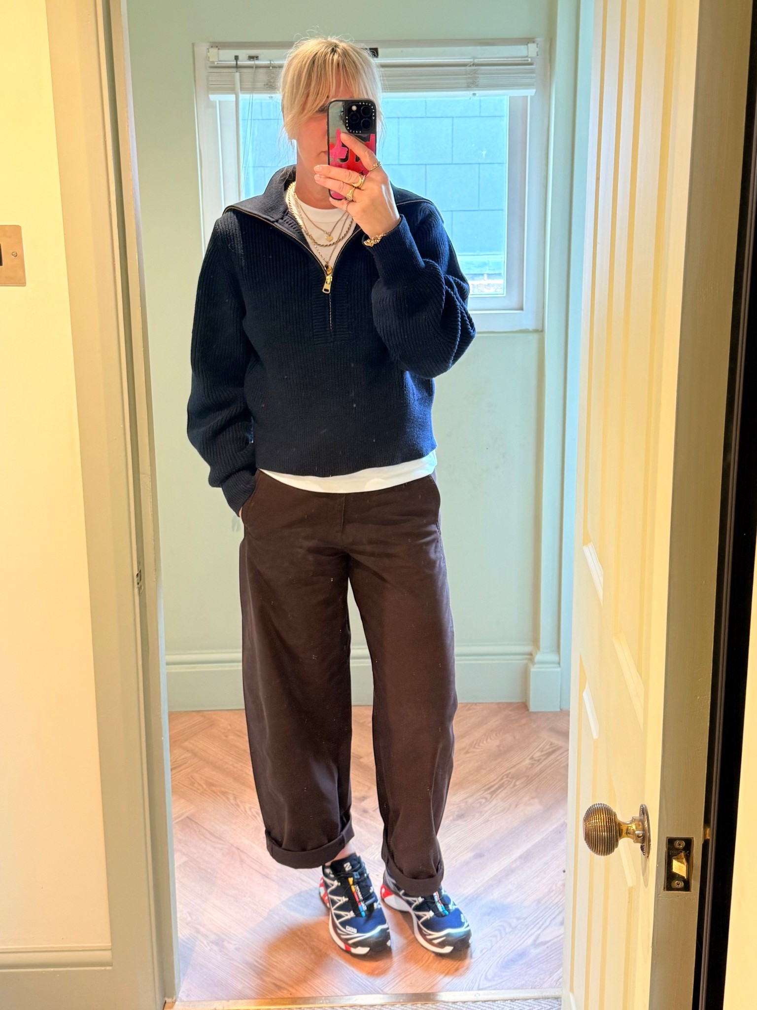 Uniqlo Barrel trousers, Varley jumper, Salomon trainers 

#LTKspring #LTKuk #LTKover50style