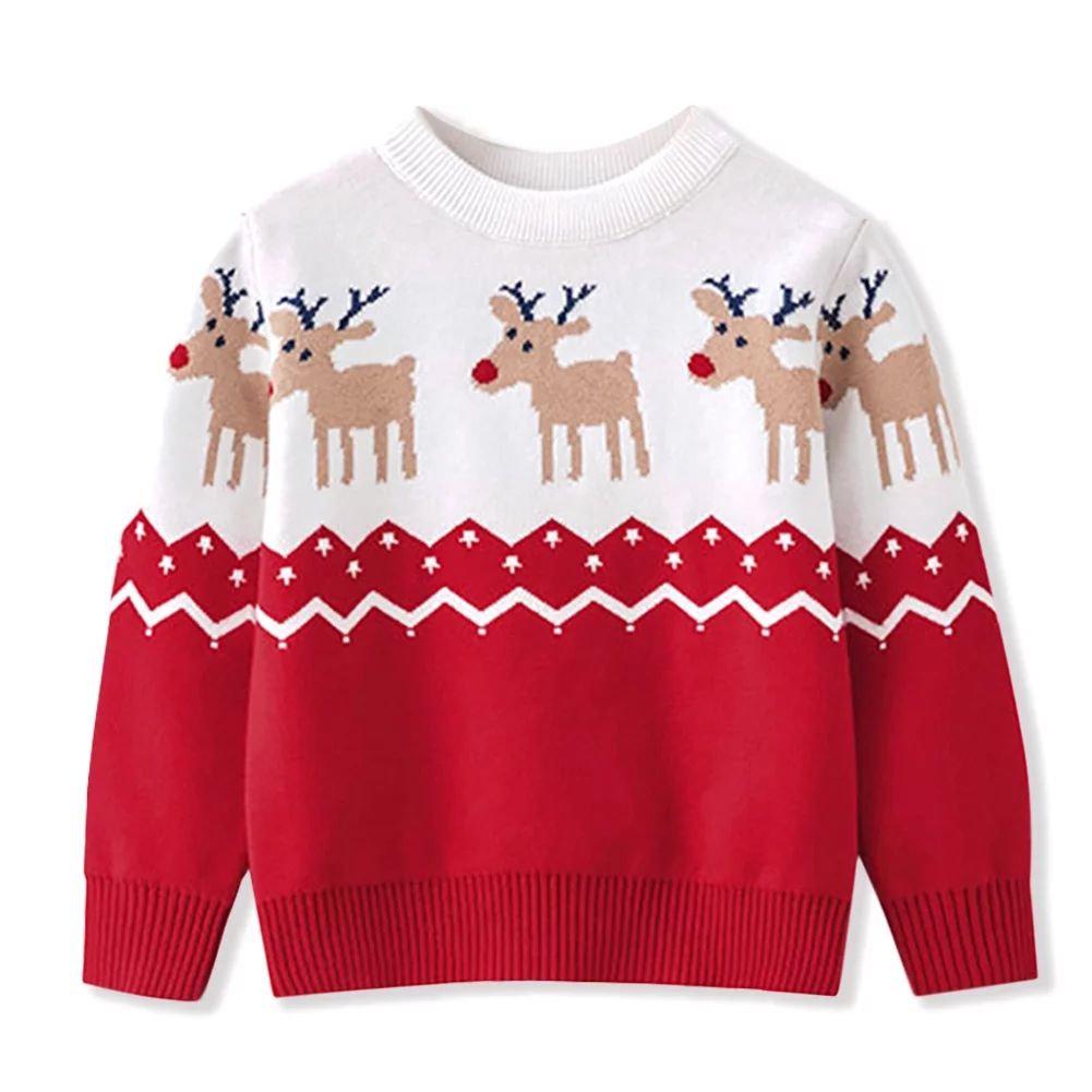 SYNPOS Toddler Little Kid Girl Boy Cute Elk Christmas Sweater Pullover Tops | Walmart (US)