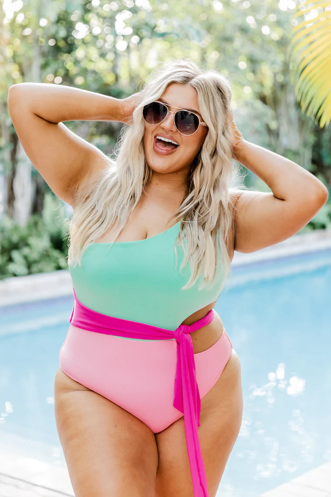 Who I Am Inside Pink And Mint One Piece Swimsuit | Pink Lily