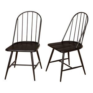 TMS 38" Windsor Mixed Media Metal Dining Chair in Black/Espresso (Set of 2) | Homesquare