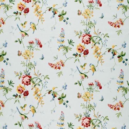 Schumacher Chickadee Floral Sky Fabric | DecoratorsBest | DecoratorsBest