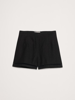 High-Rise Lace-Trim Linen 3" Short | Banana Republic (US)