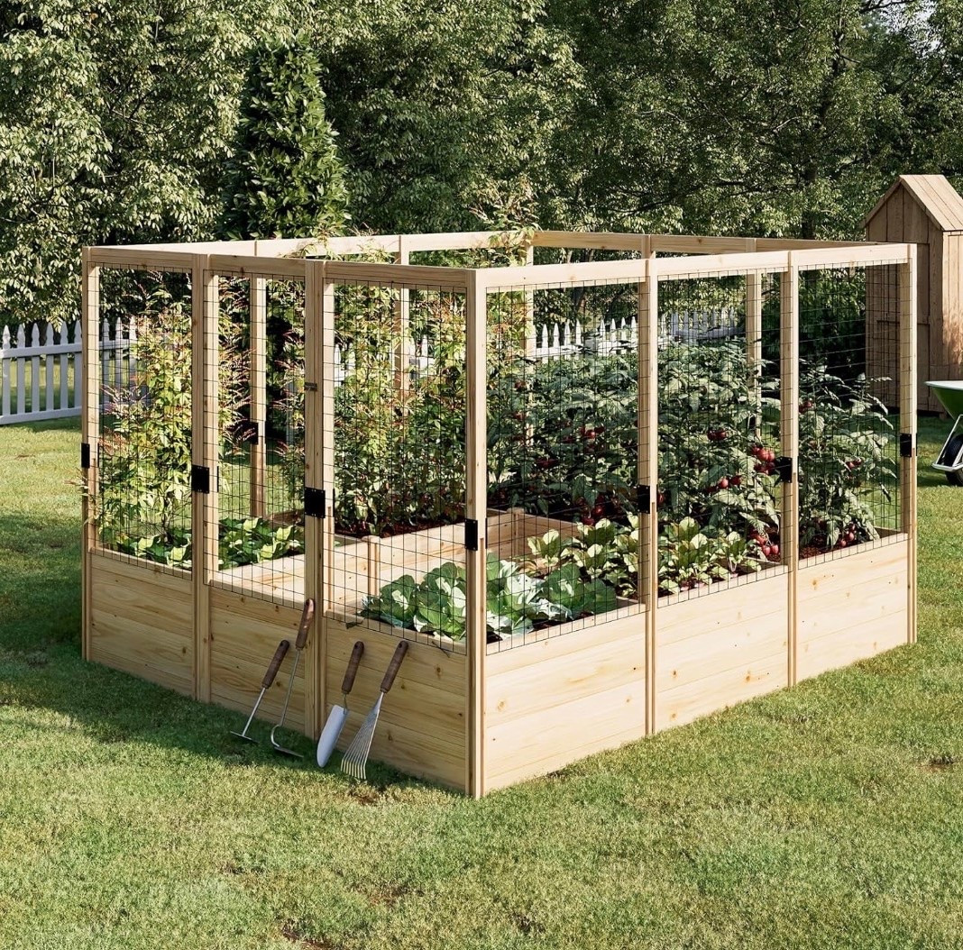 Wooden Raised Garden Bed for Outdoor, Deep Large Planter Box with Netting for Gardening, Vegetables, Herbs (8×9×6 ft）

#LTKHome #LTKselfcare #LTKdayinmylife
