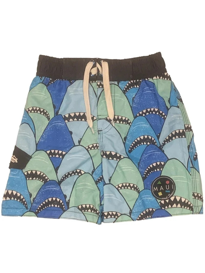Maui & Sons Toddler Boys' Shark Teeth Swim Trunks, Size 2T | Walmart (US)