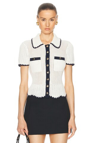 self-portrait Crochet Top in Cream | FWRD | FWRD 