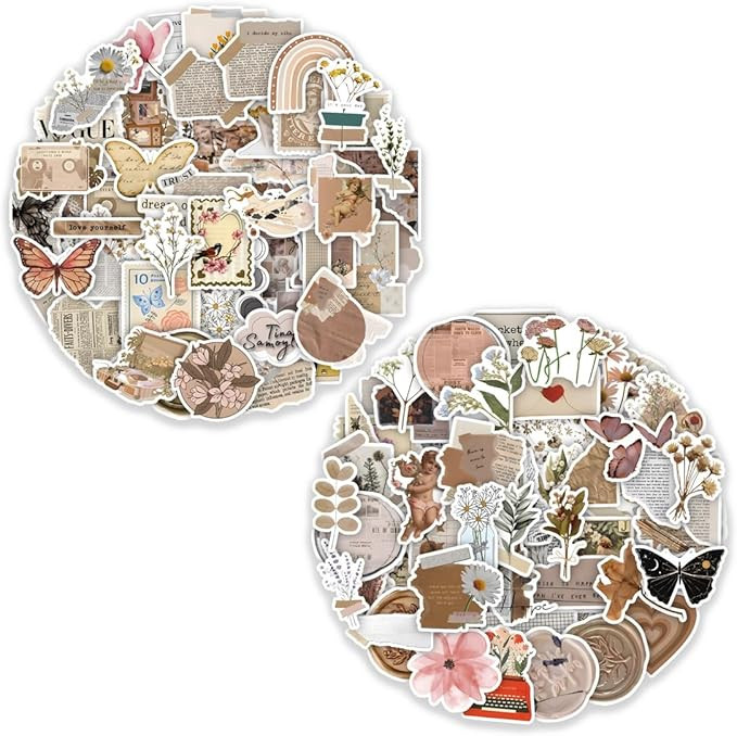 120 Pcs Autocollant Scrapbooking, Autocollants Vintage,Stickers Autocollant Livre Aesthetic Déco... | Amazon (FR)
