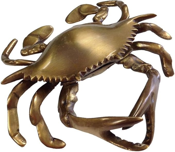Schooner Bay Co.- Antiqued Brass Blue Crab Paper Weight- Nautical Antique Style Vintage Beach Sea... | Amazon (US)