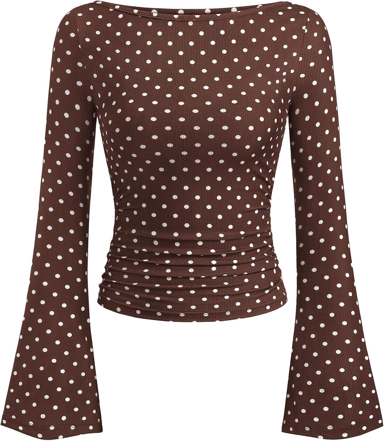 PRETTYGARDEN Womens Bell Long Sleeve Ribbed Knit Tops | Amazon (US)