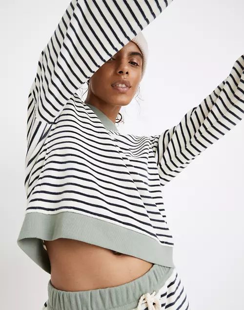 MWL Velour Crewneck Sweatshirt in Stripe | Madewell