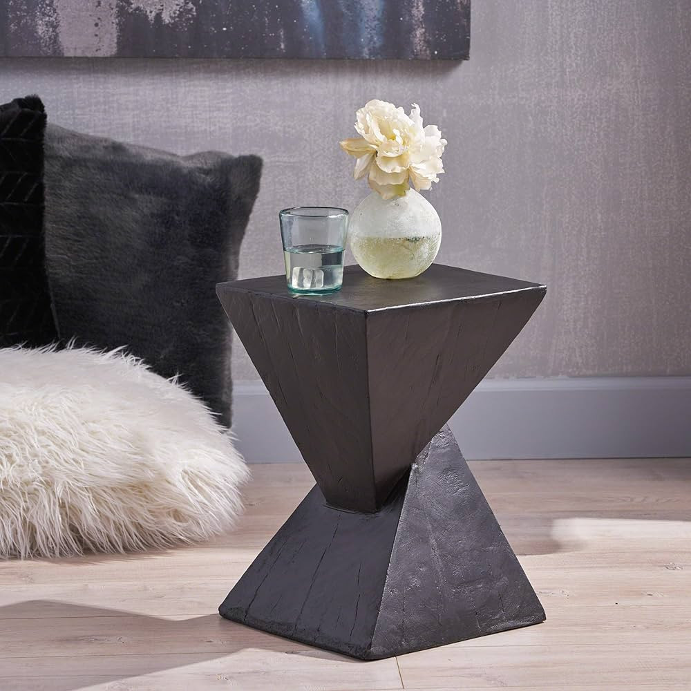 Christopher Knight Home Jerod Light-Weight Concrete Accent Table, Black | Amazon (US)