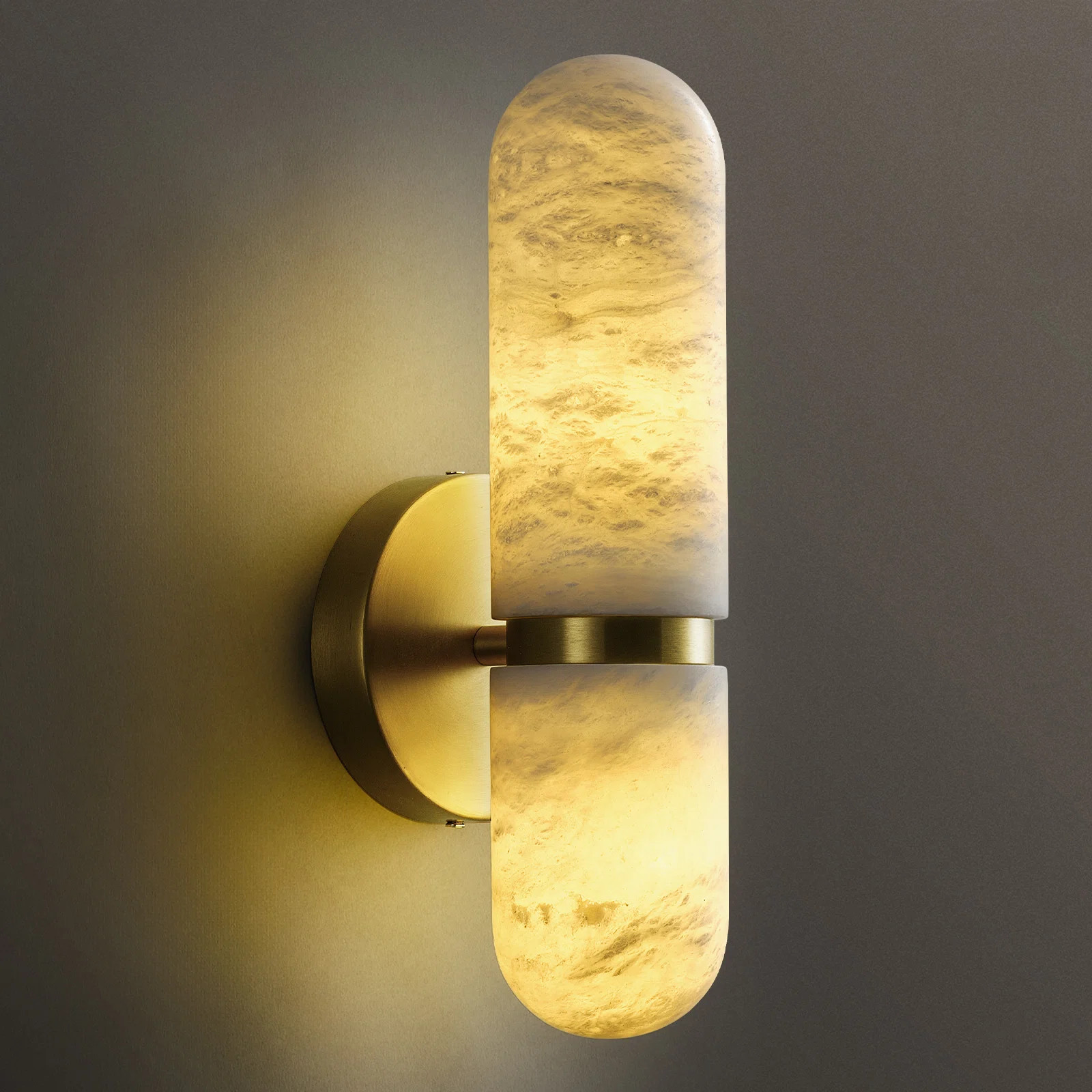 Khamilah Luxury 13" Brass LED Bathroom Sconce Alabaster Wall Sconces | Wayfair North America