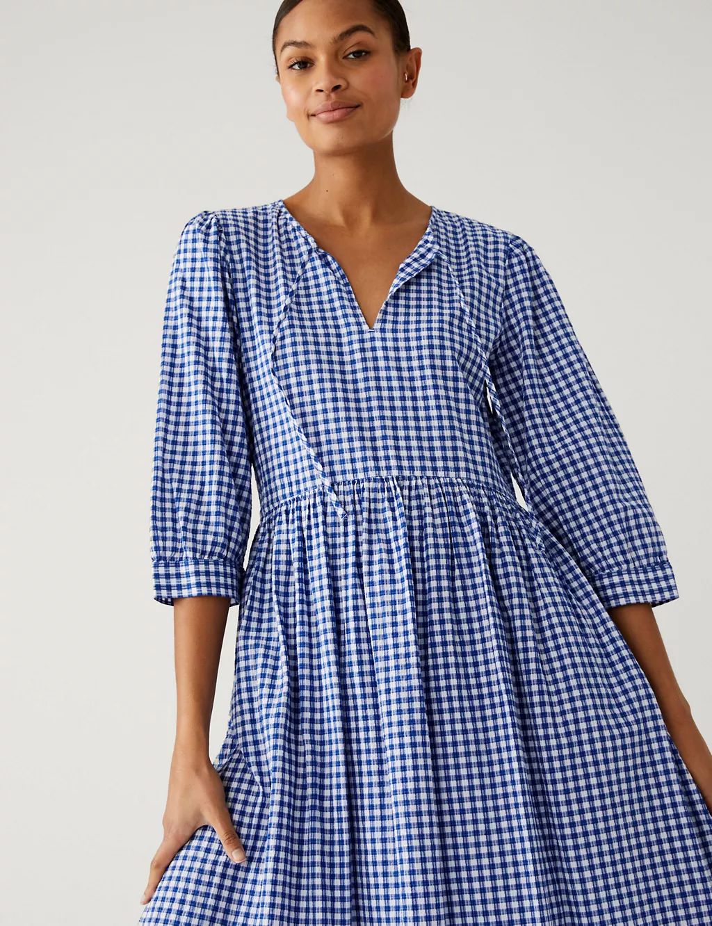 Pure Cotton Gingham Midi Dress | Marks & Spencer (UK)
