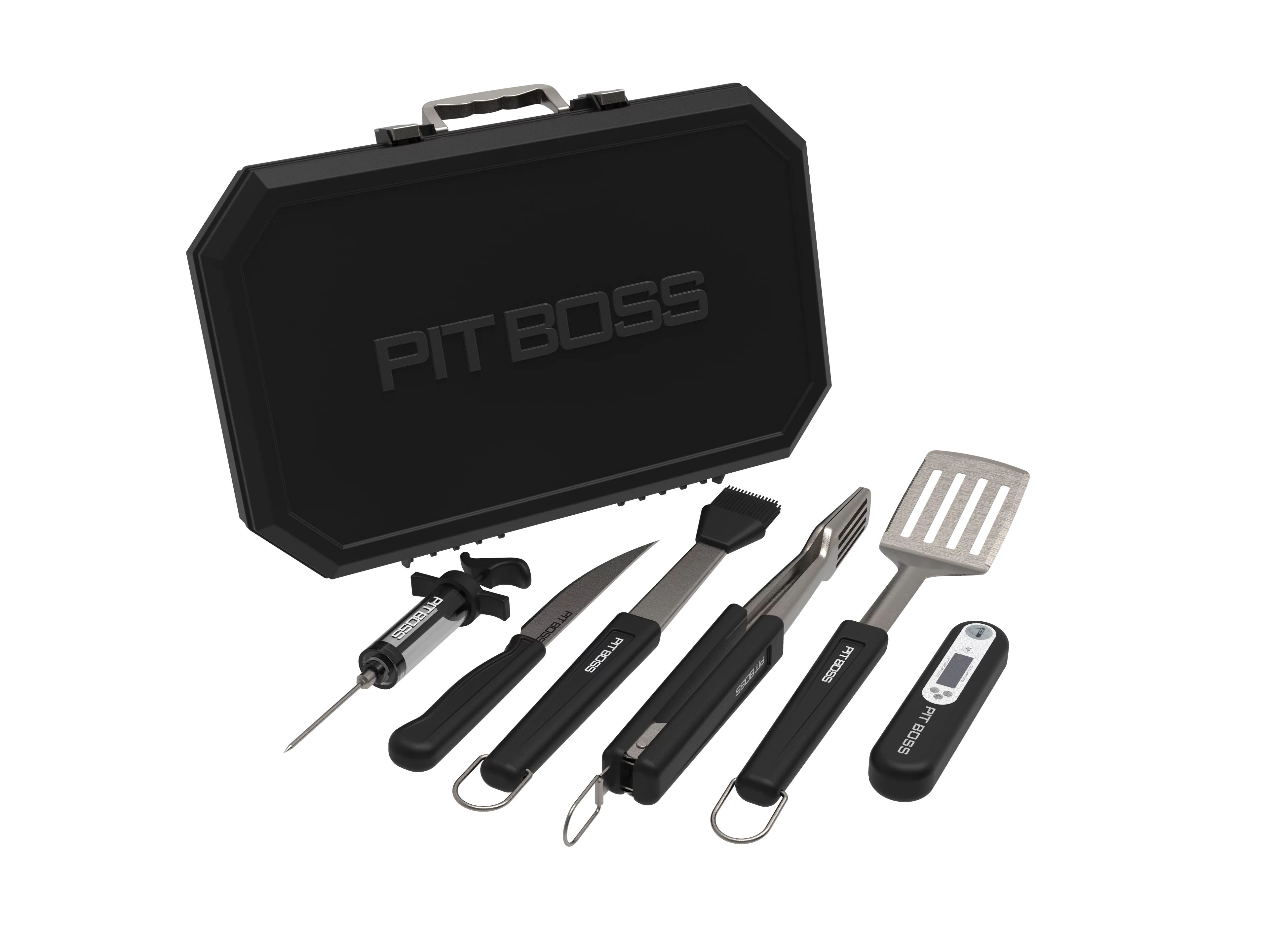 Pit Boss Six Piece BBQ Tool Set with Case - Spatula, Thermometer, Knife, Injector, Brush, and Ton... | Walmart (US)