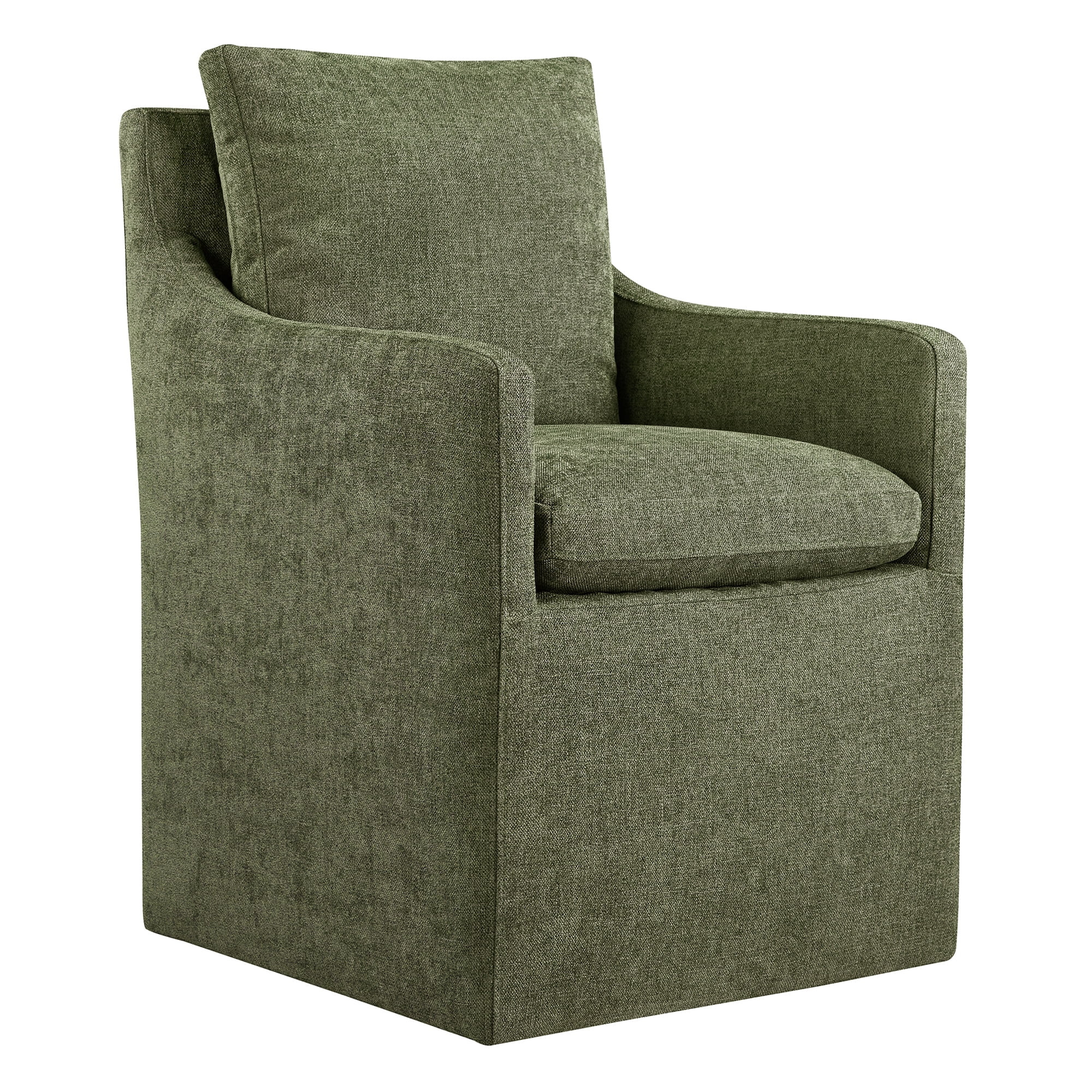 CHITA Dining Arm Chair with Caster Wheels for Kitchen Fabric Upholstered Dining Room Chair, Green | Walmart (US)