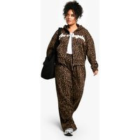 boohoo Women's Plus All Over Leopard Straight Leg Jogger Pants | Size: 14 | Cotton | boohoo (US & Canada)