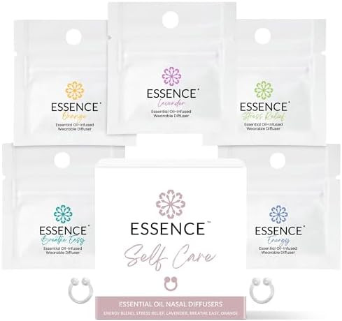 Essence Nasal Diffuser Self Care Bundle – Essential Oil Silicone Nose Rings for Stress, Energy ... | Amazon (US)