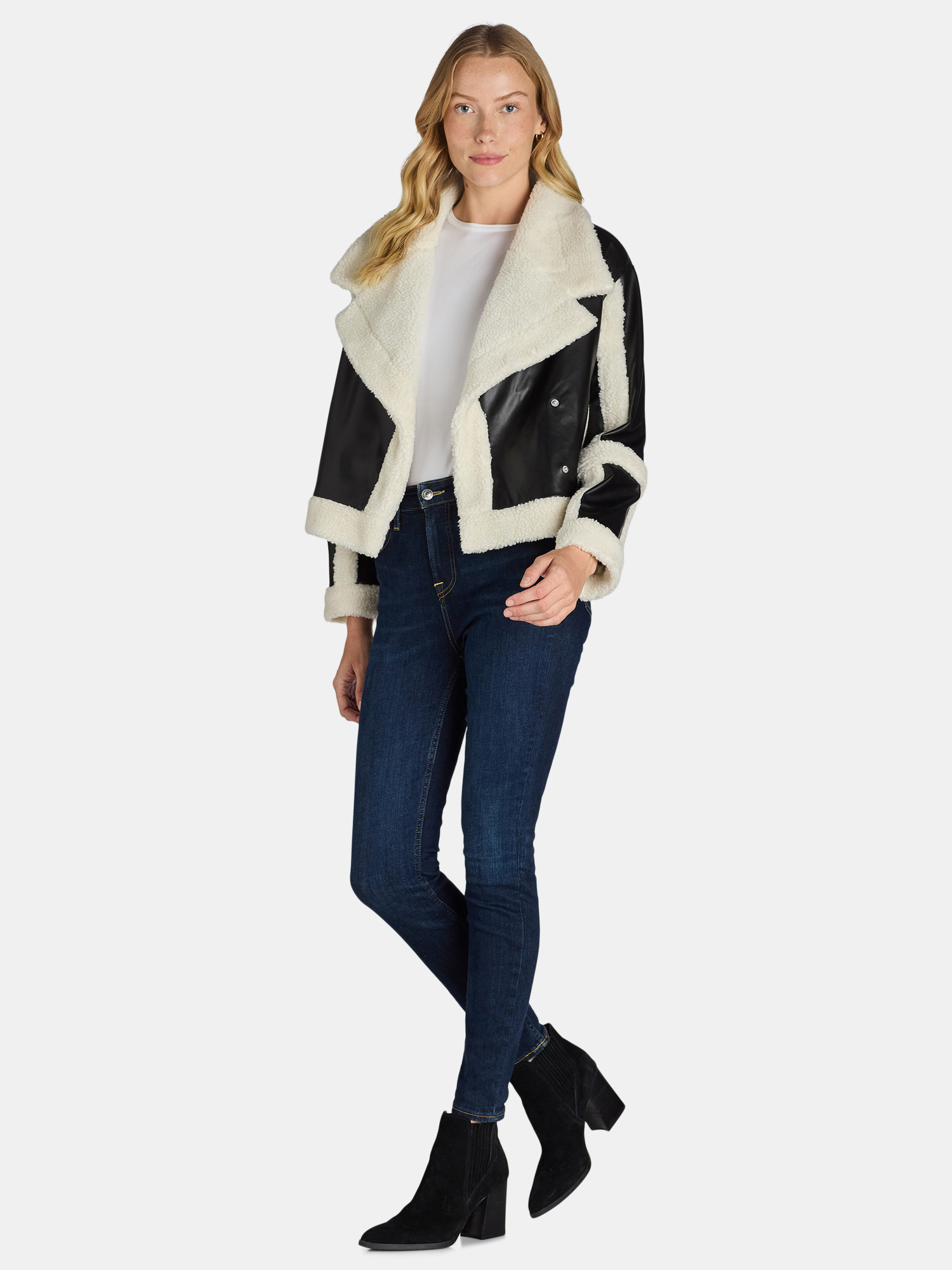 Madden NYC Women's and Women's Plus Faux Shearling Moto Jacket | Walmart (US)