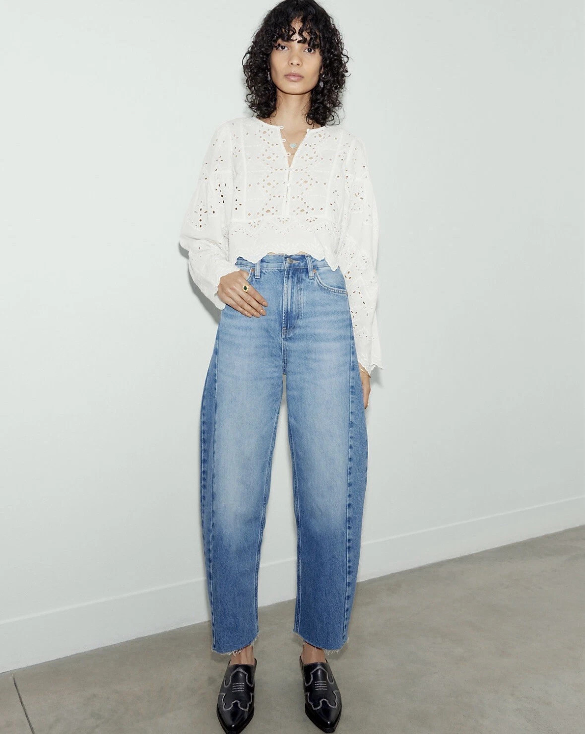 M&S x Sienna Miller Barrel Leg Jeans Blue - Size UK14 EU42 US10 Regular Length✨  | eBay | eBay UK