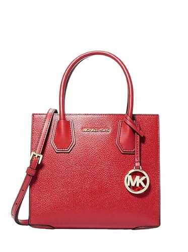 Michael Kors Mercer Medium Pebbled Leather Crossbody Bag (Bright Red) | Amazon (US)